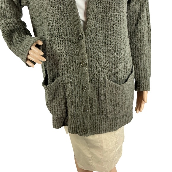 Eileen Fisher Textured Knit Cardigan Olive Green Relaxed Fit Size S - Picture 3 of 7